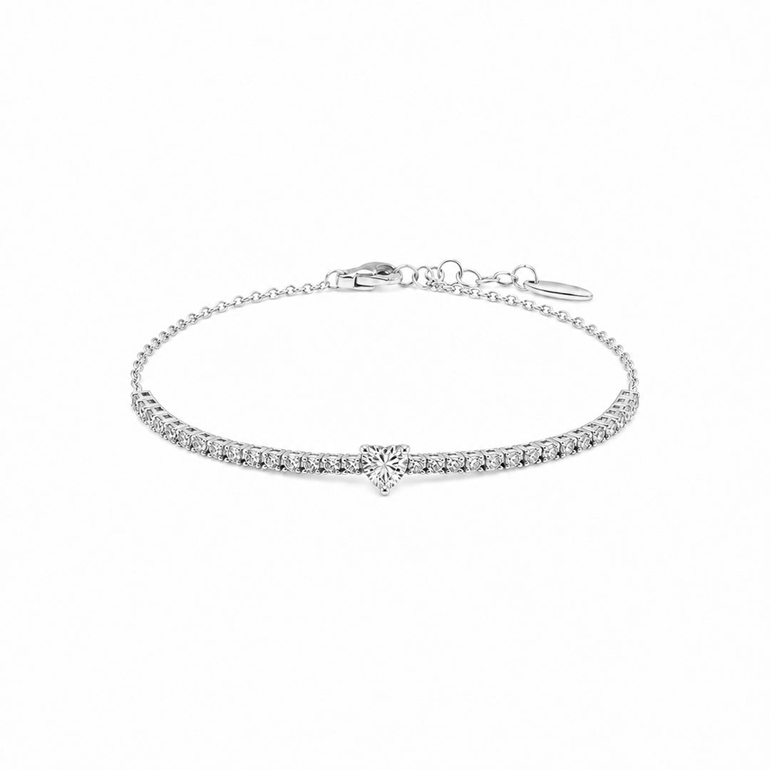Tennis bracelet with diamonds in white gold (view 2)
