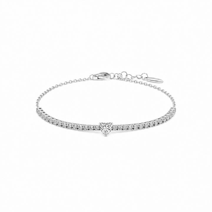 Tennis bracelet with diamonds in white gold (view 2)