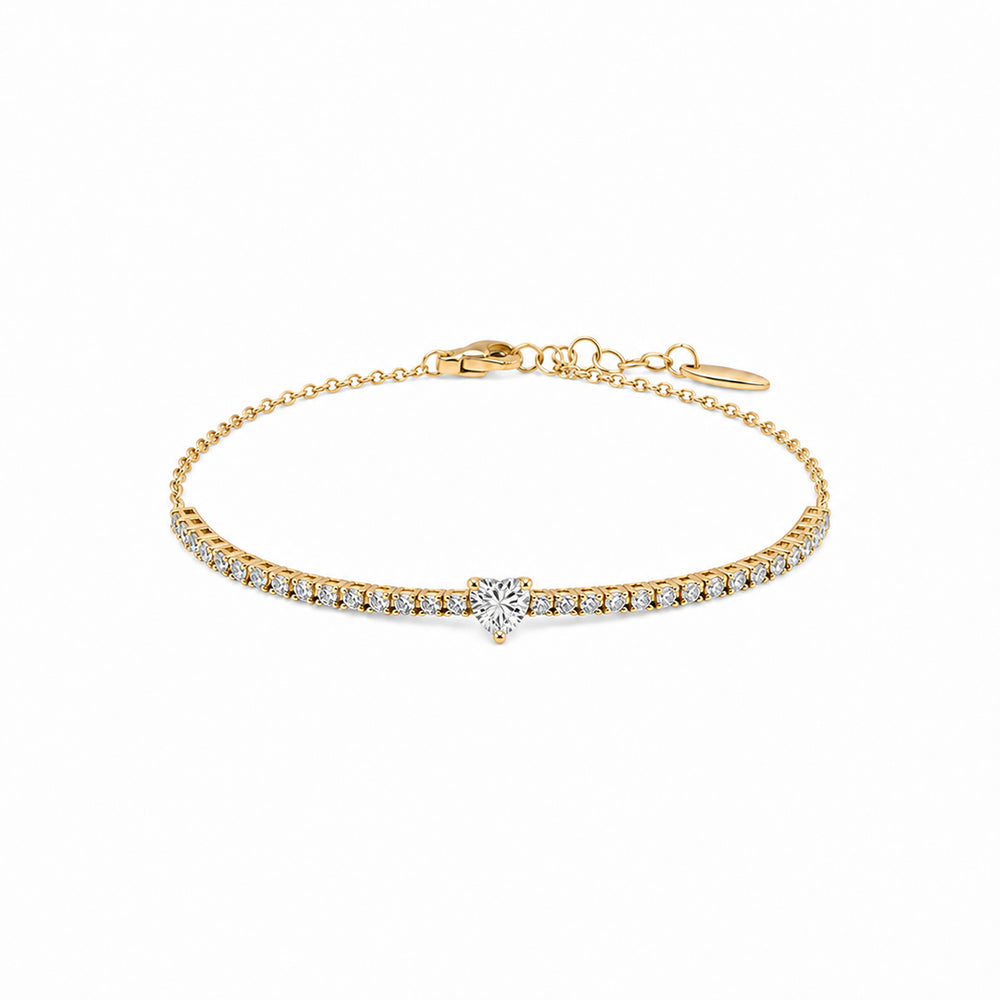 Tennis bracelet with diamonds in yellow gold (view 2)
