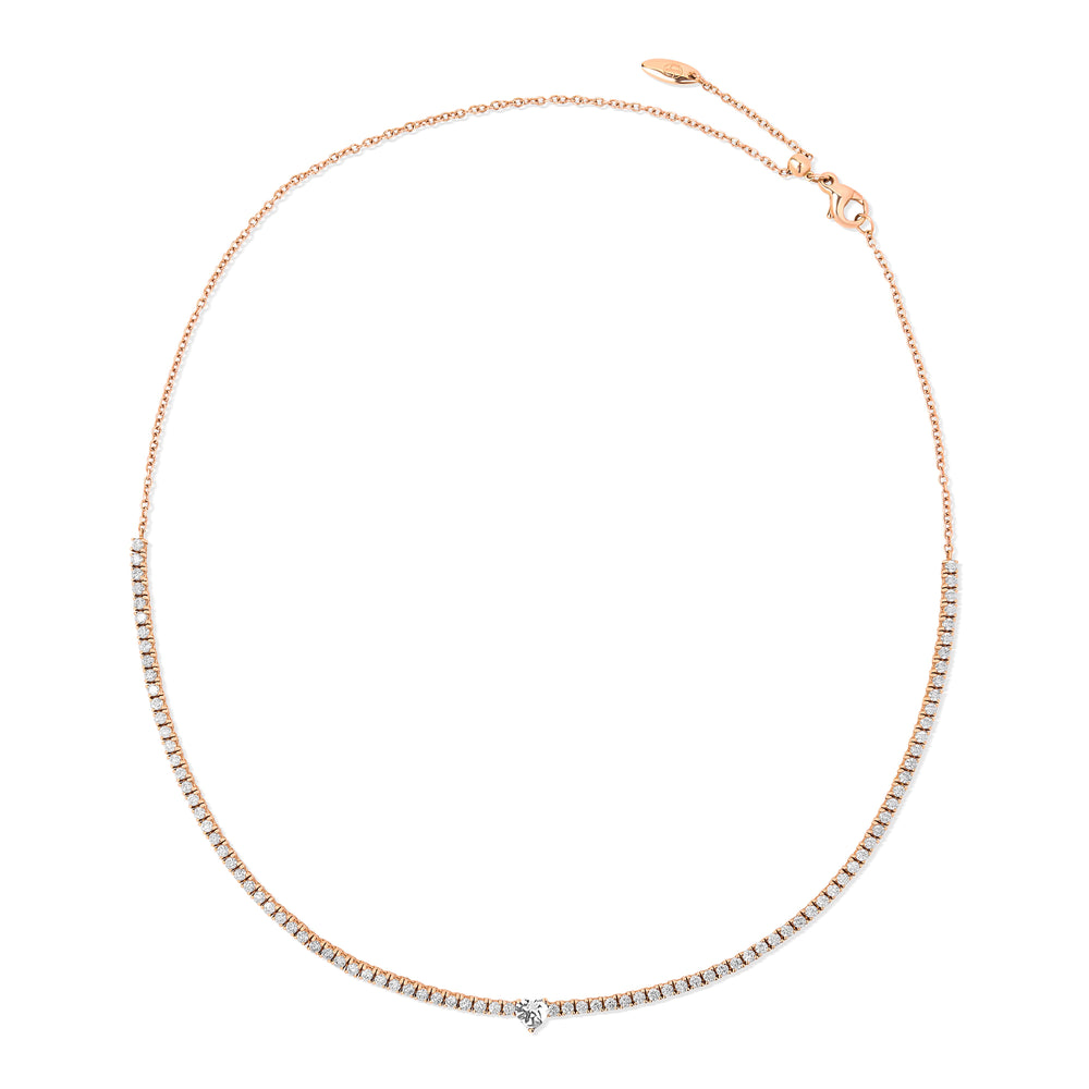 Tennis necklace with diamonds in rose gold