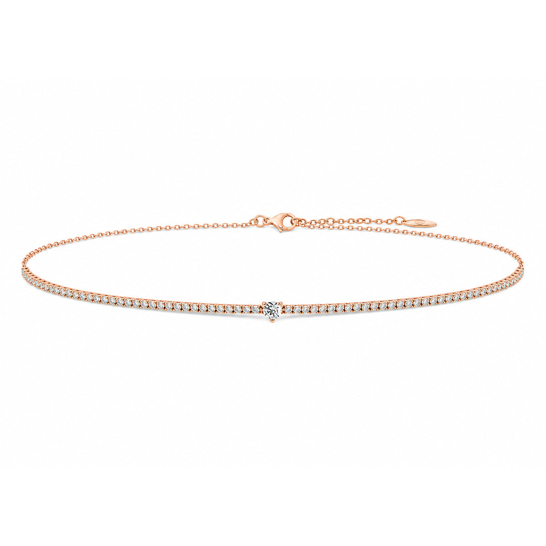 Tennis necklace with diamonds in rose gold