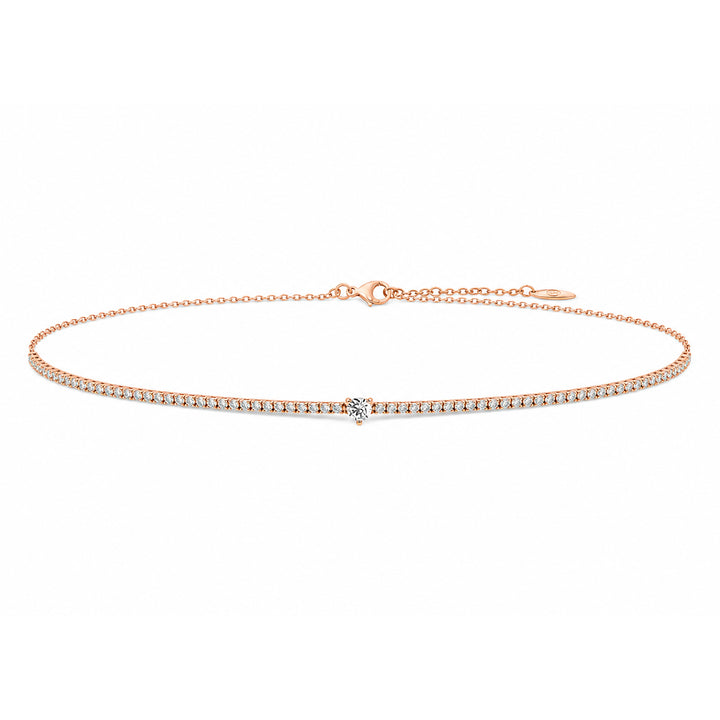 Tennis necklace with diamonds in rose gold