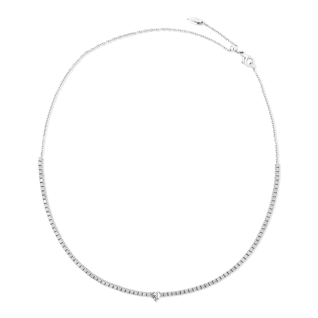 Tennis necklace with diamonds in white gold
