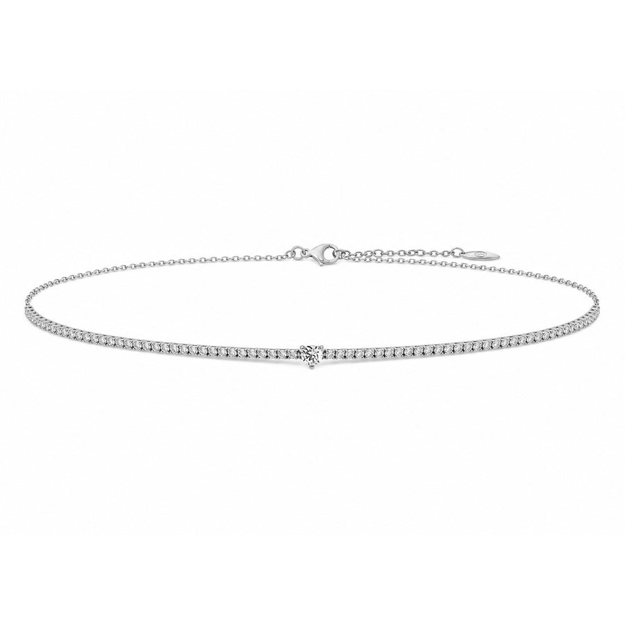 Tennis necklace with diamonds in white gold