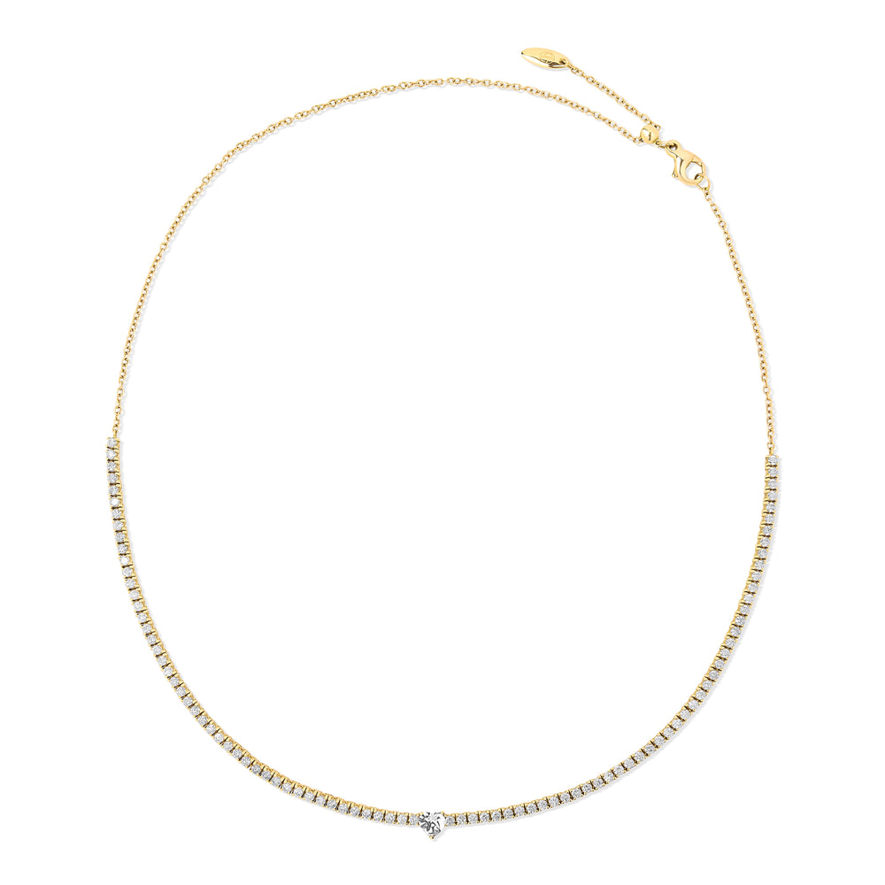 Tennis necklace with diamonds in yellow gold