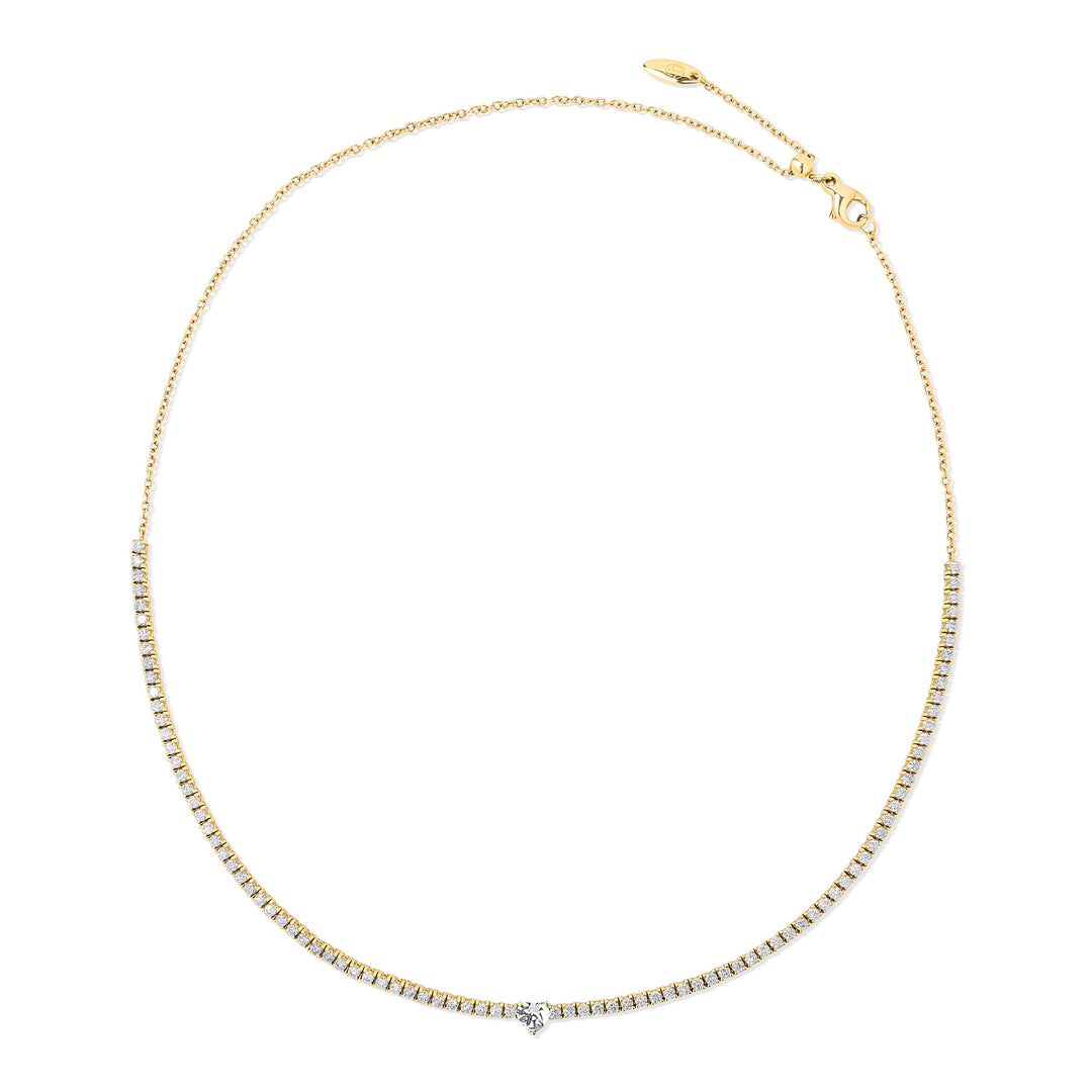 Tennis necklace with diamonds in yellow gold