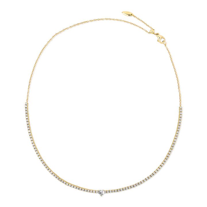 Tennis necklace with diamonds in yellow gold