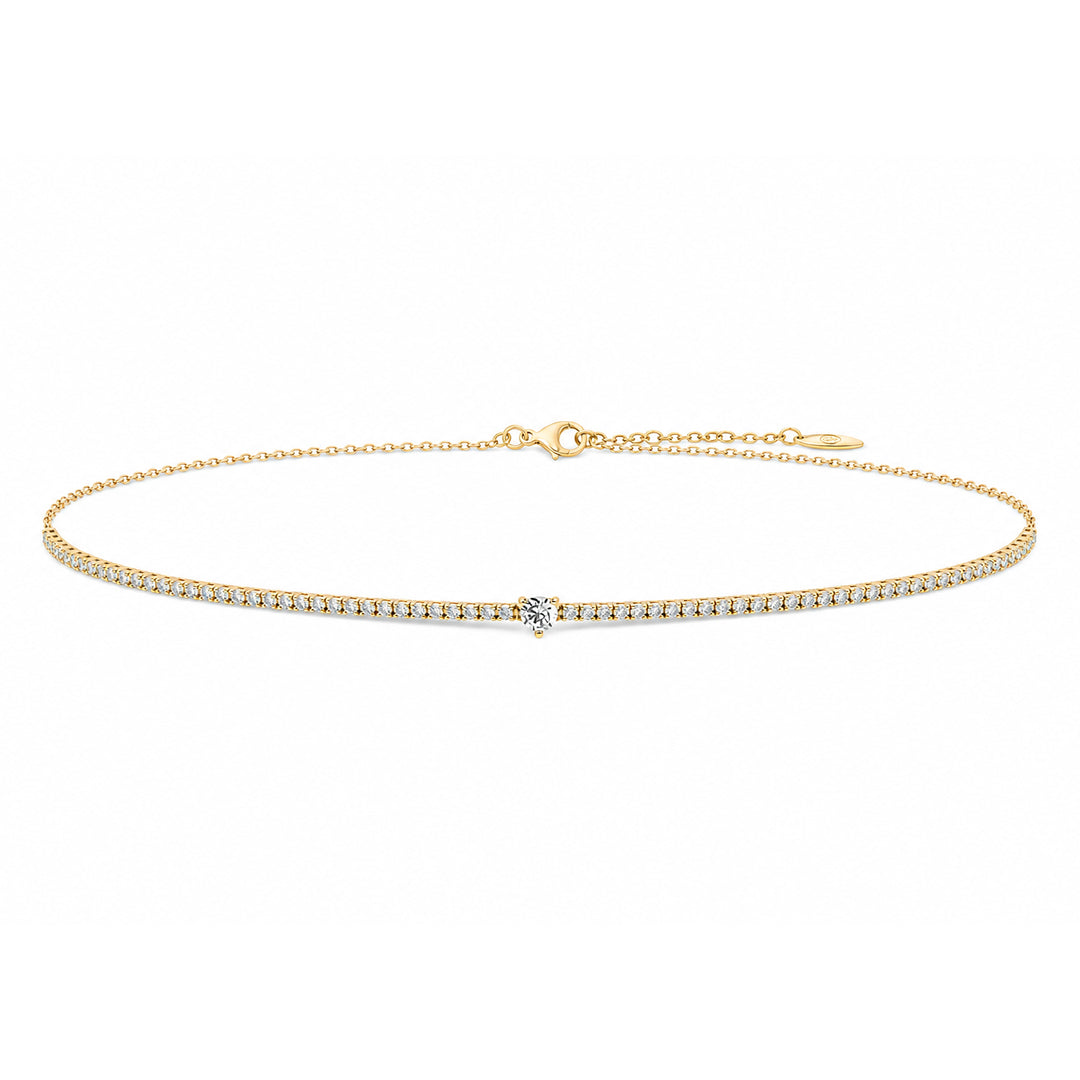 Tennis necklace with diamonds in yellow gold