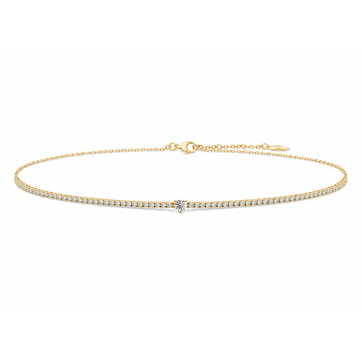 Tennis necklace with diamonds in yellow gold