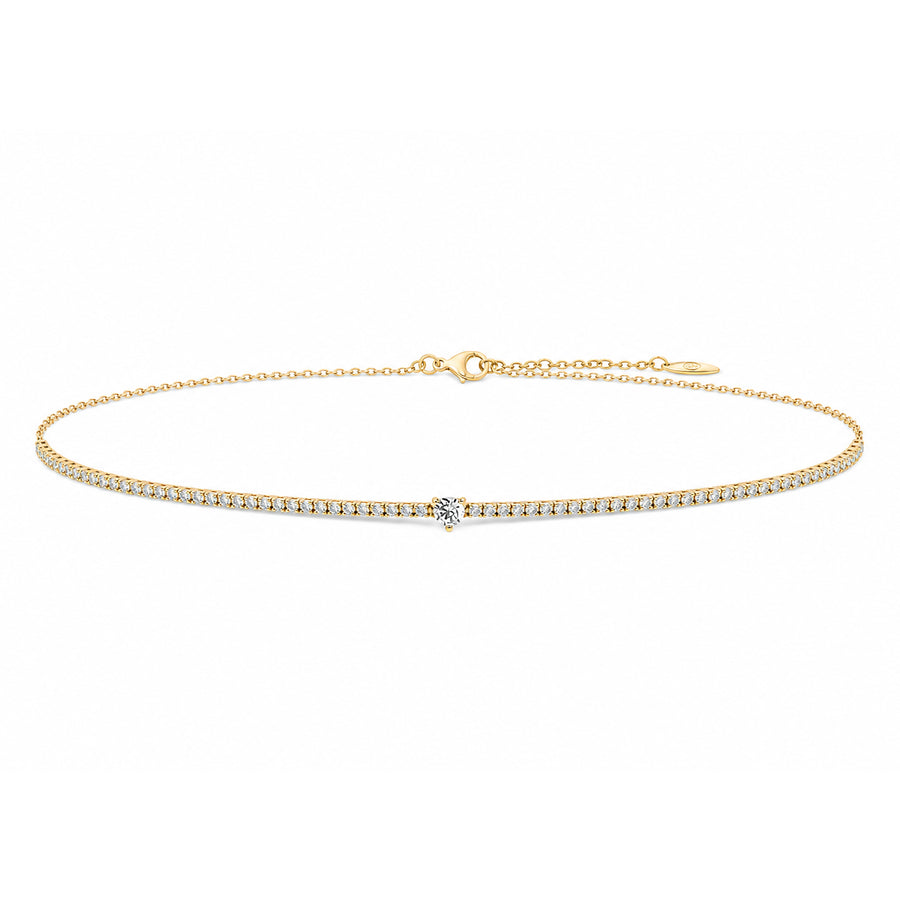Tennis necklace with diamonds in yellow gold