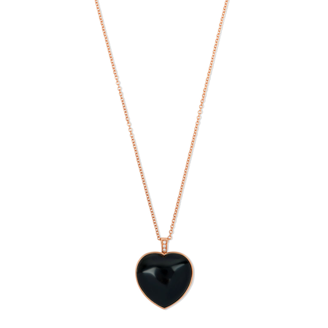Ebony wood heart necklace in rose gold