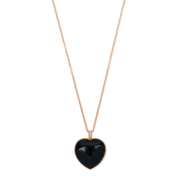 Ebony wood heart necklace in rose gold