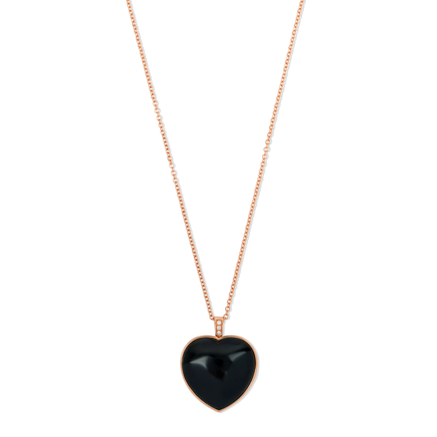 Ebony wood heart necklace in rose gold
