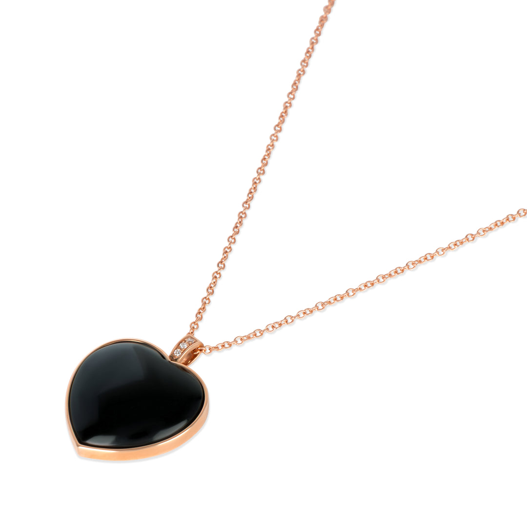 Ebony wood heart necklace in rose gold (view 2)