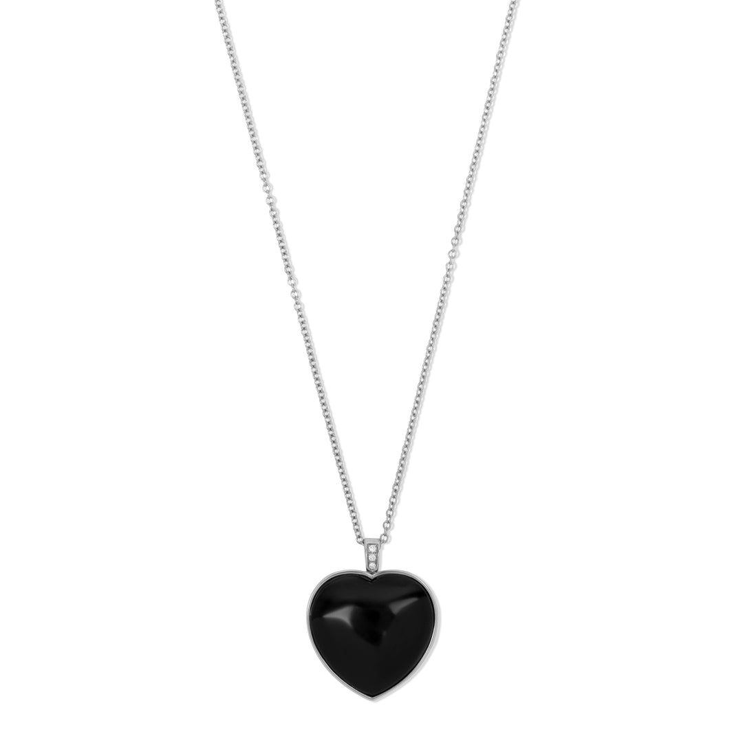 Ebony wood heart necklace in white gold