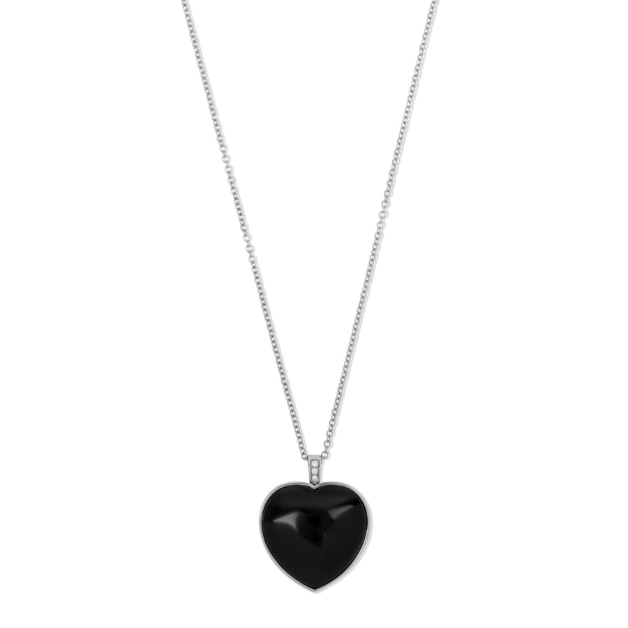 Ebony wood heart necklace in white gold