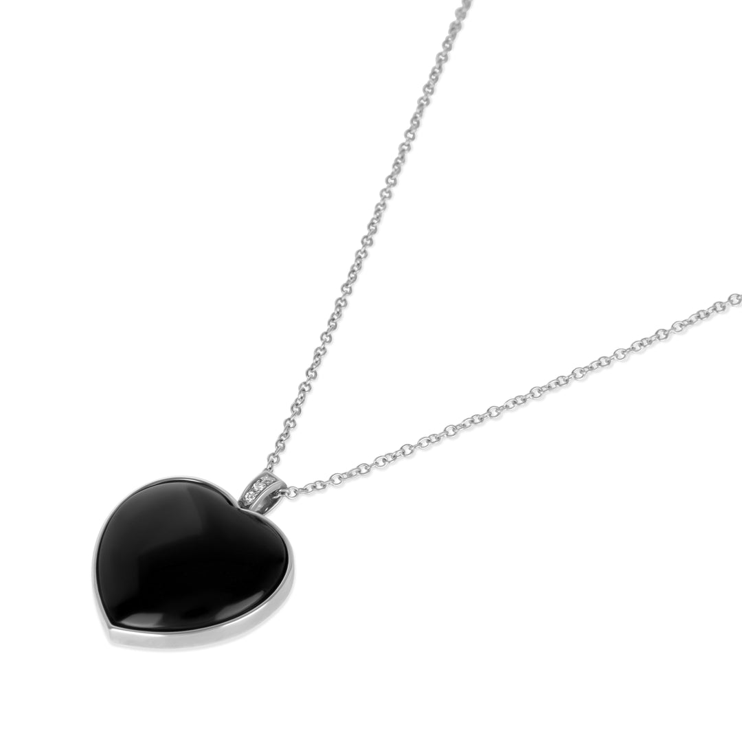 Ebony wood heart necklace in white gold (view 2)