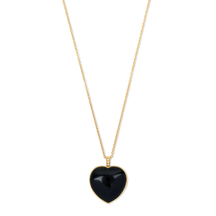 Ebony wood heart necklace in yellow gold