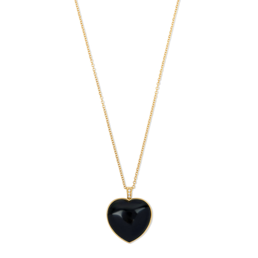 Ebony wood heart necklace in yellow gold