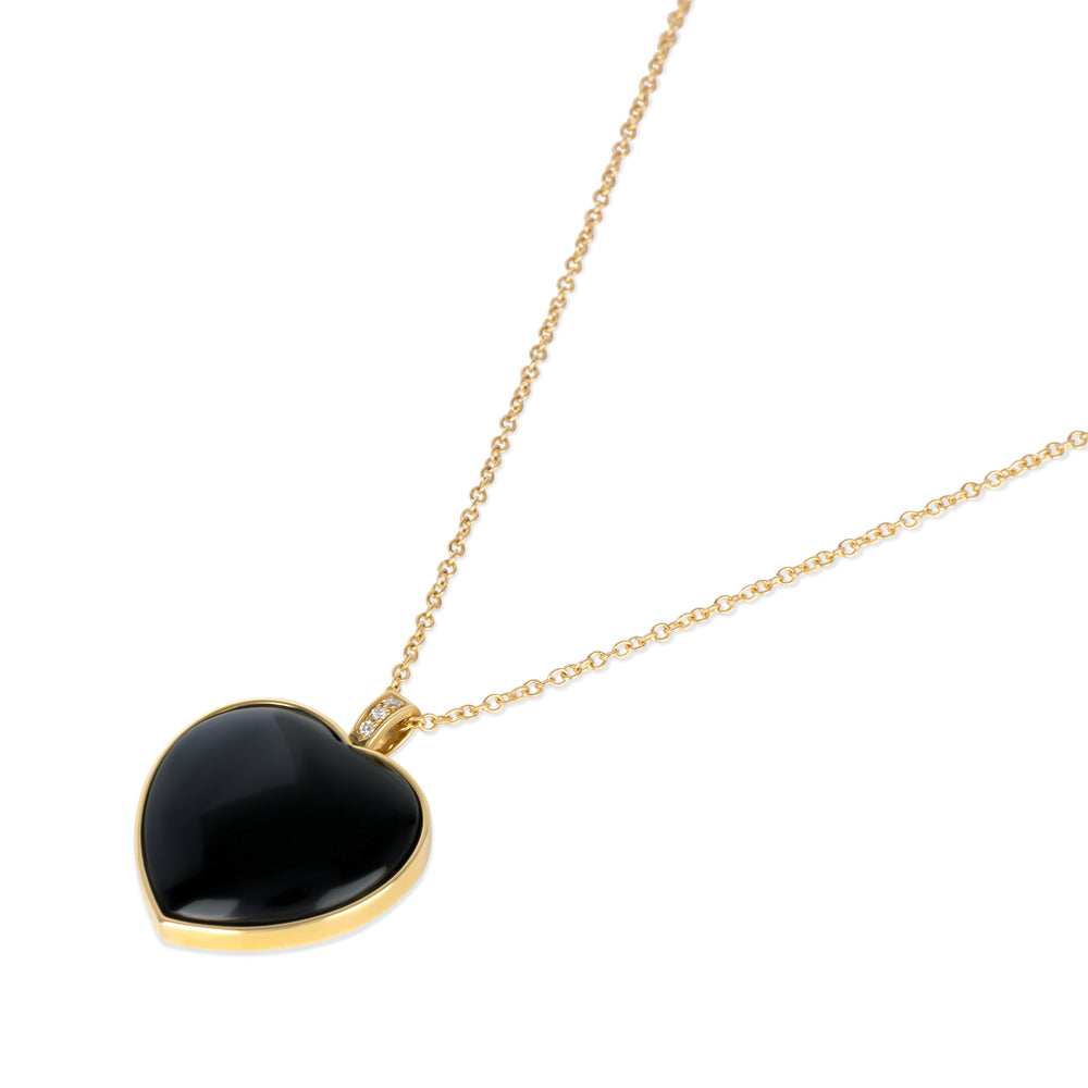 Ebony wood heart necklace in yellow gold (view 2)